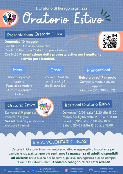 Oratorio Estivo 2026 - Presentazione e Iscrizioni